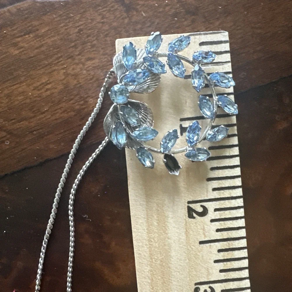 VTG Van Dell Pendant Necklace 14 Inch Blue‎ Crystals 925 Sterling 13.1g READ